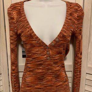 Free People Ribbed Top In Vibrant Coral Shades